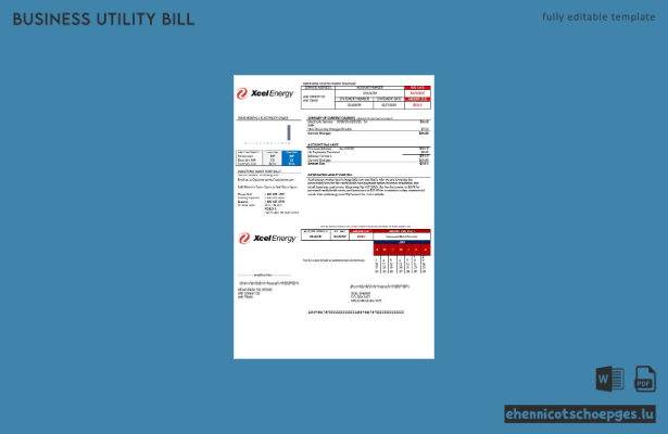 USA Xcel Energy Beispielrechnung für Geschäftskunden (Vorschau)